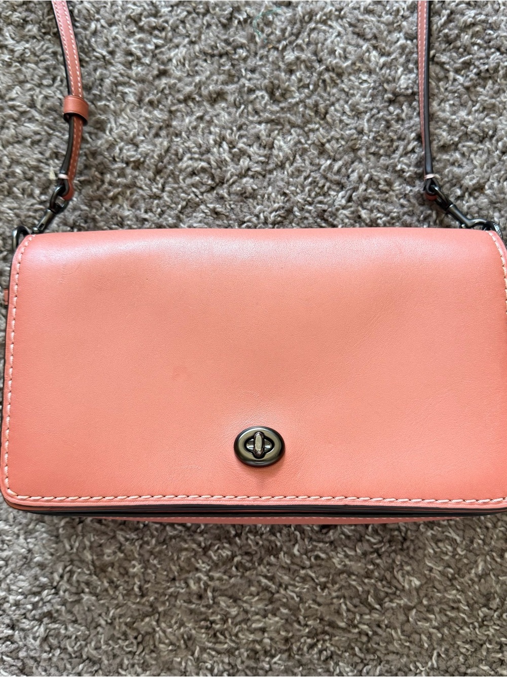 Coach Dinky 37296 Coral Glovetanned Leather Crossbody - Picture 2 of 10
